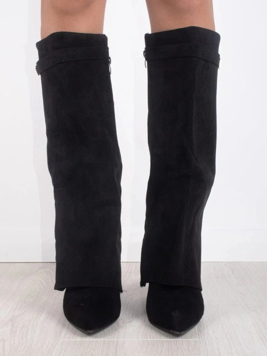 Jay | Bottes Femme Genou avec Partie Supérieure Évasée et Talon Bloc