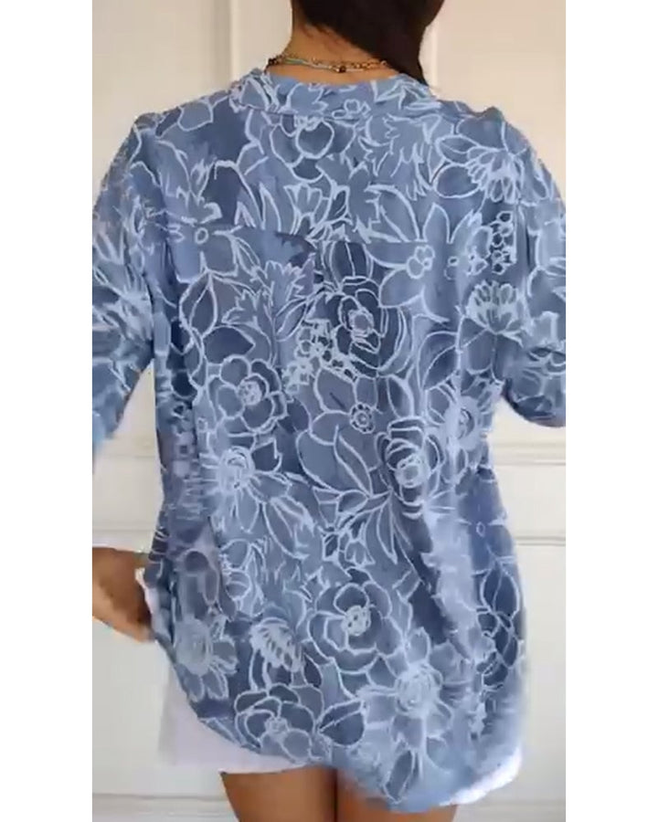 Zita | Blouse Imprimée Boutonnée à Col V