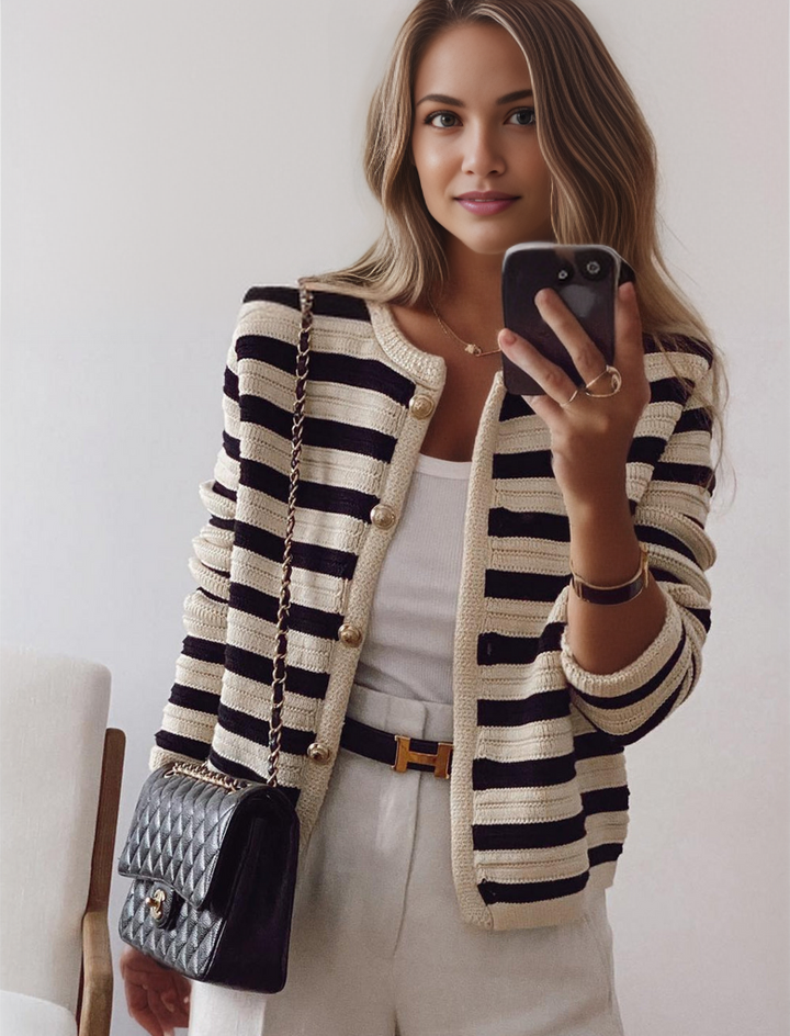 Mylah | Cardigan Rayé Élégant