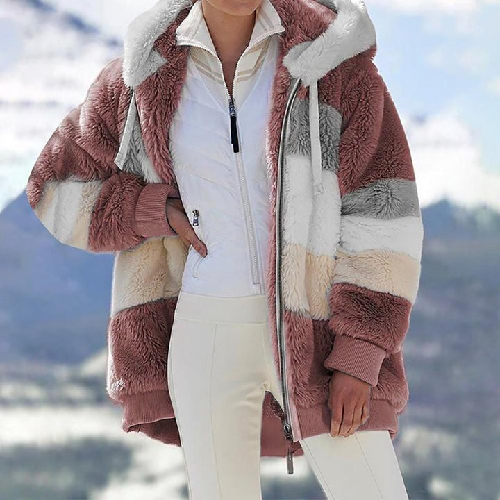 Karen | Manteau Oversized en Fausse Fourrure avec Capuche et Chaud
