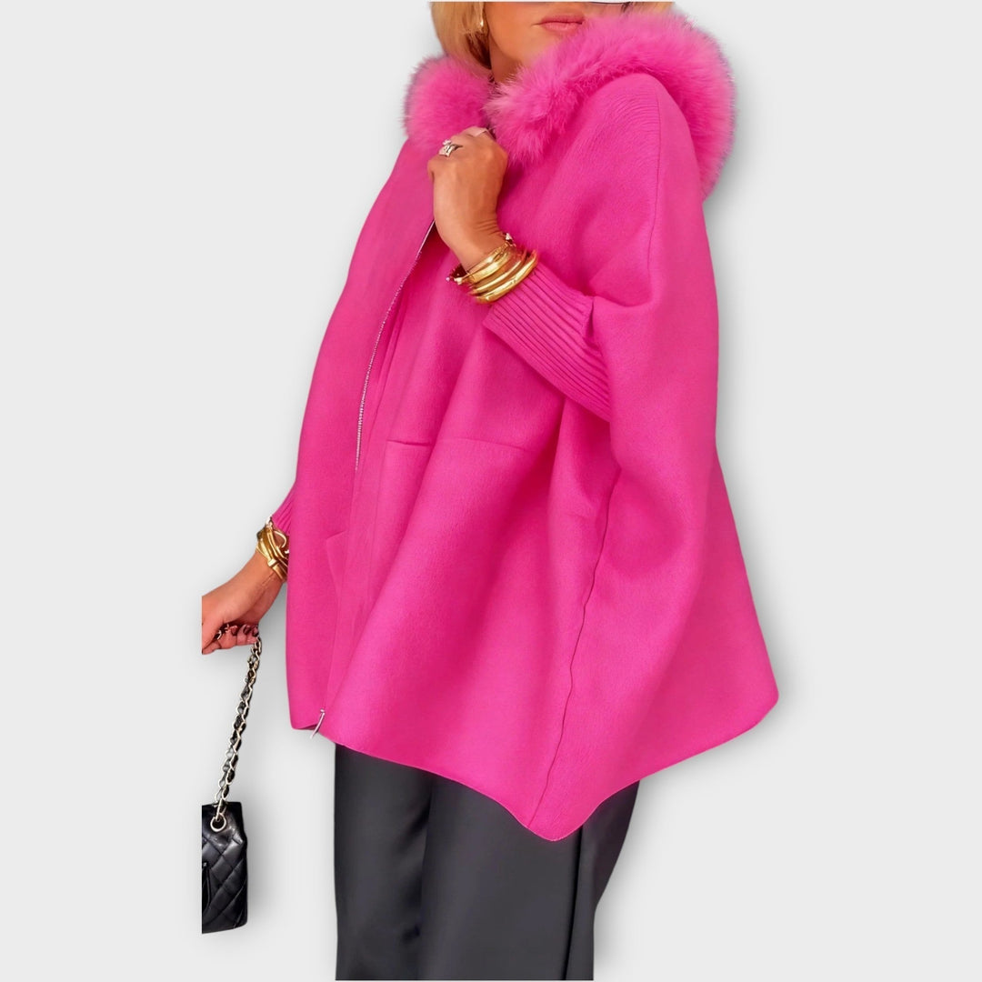 Evelyn | Manteau à Capuche en Fourrure Synthétique de Luxe
