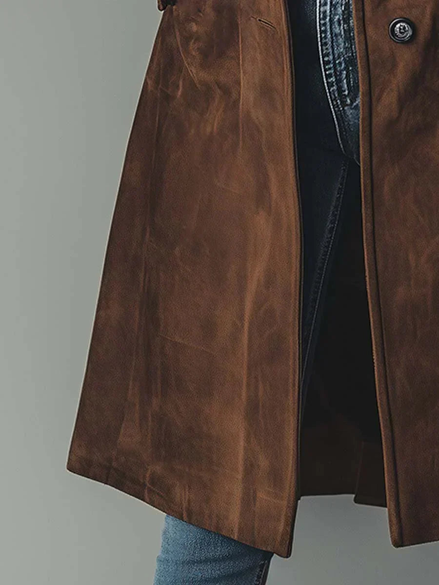 Vanessa | Manteau Trench en Suède Synthétique Vintage