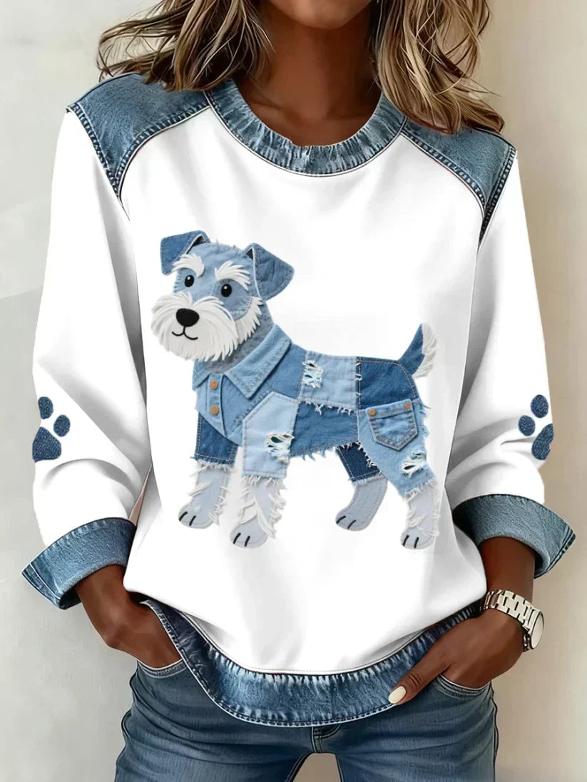 Lilah | Sweat-shirt avec imprimés de teckel et patchwork