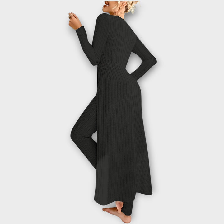 Cece | Ensemble de détente en tricot côtelé avec tunique fendue