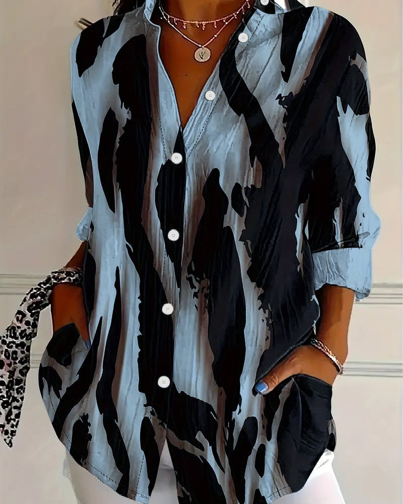 Zara | Blouse Imprimée Irregulière à Col Montant