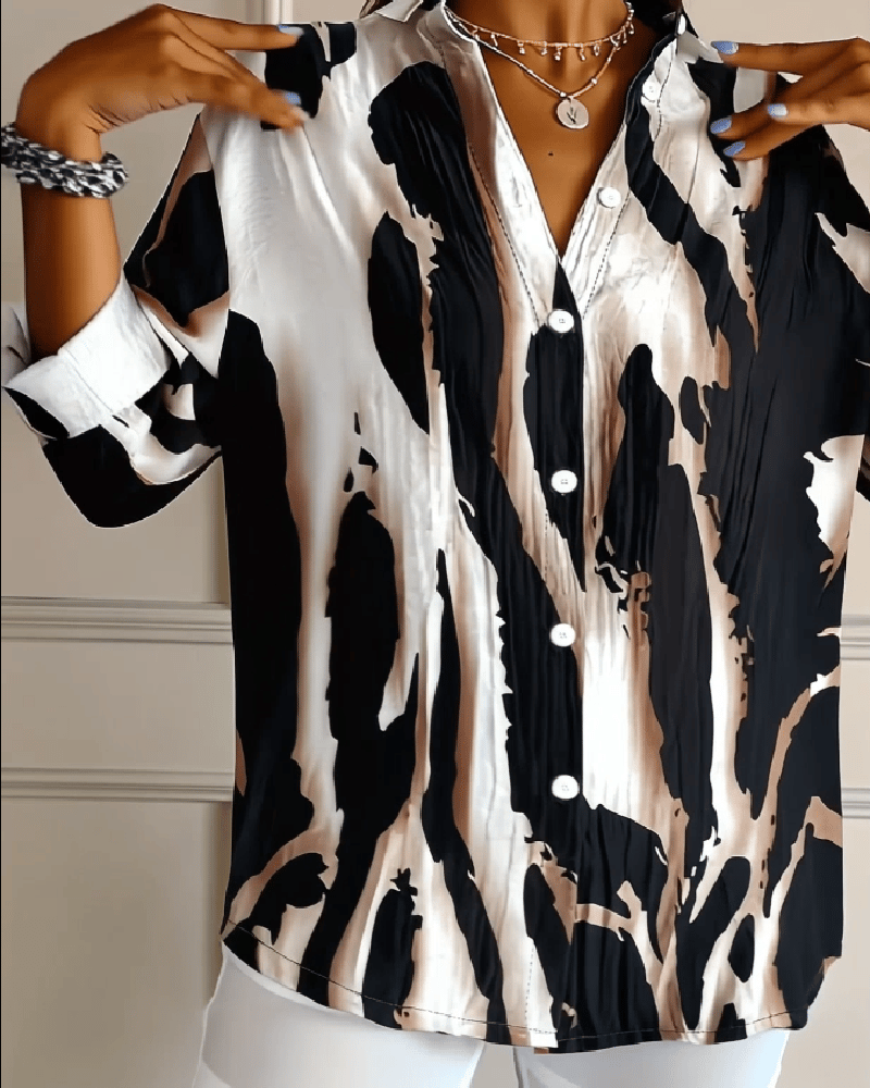 Zara | Blouse Imprimée Irregulière à Col Montant