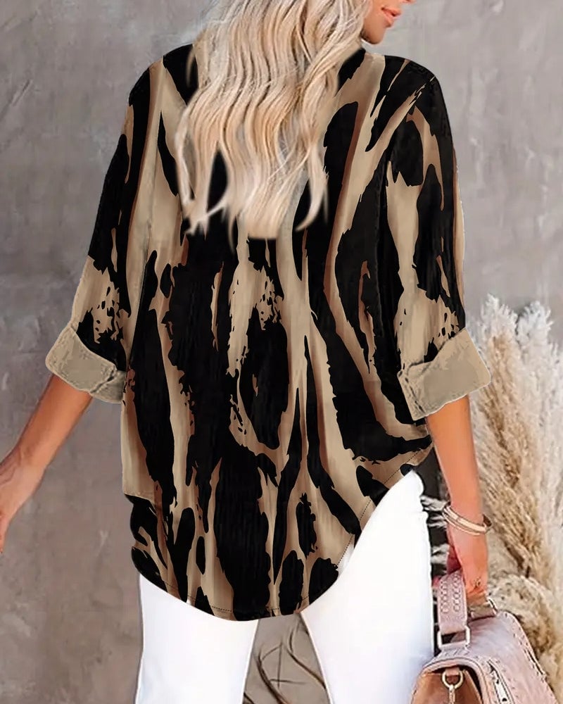 Zara | Blouse Imprimée Irregulière à Col Montant