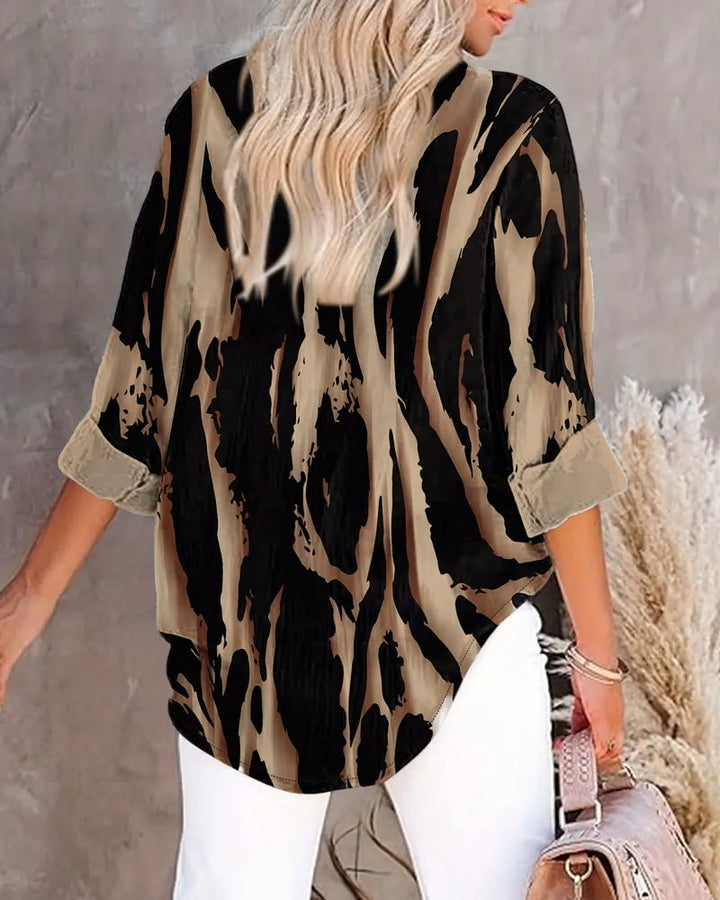 Zara | Blouse Imprimée Irregulière à Col Montant