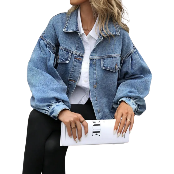 Amy | Veste en Jean Croppée Décontractée Coupe Ample Chic Femme
