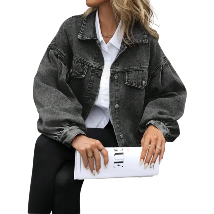 Amy | Veste en Jean Croppée Décontractée Coupe Ample Chic Femme