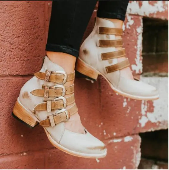 Patricia | Talons en cuir vintage avec boucle