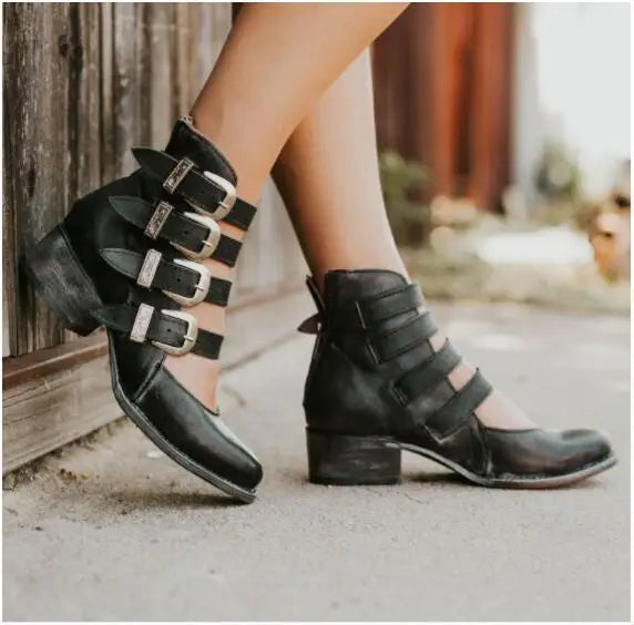 Patricia | Talons en cuir vintage avec boucle
