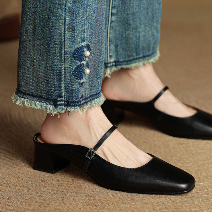 Alicia | Mules en cuir naturel