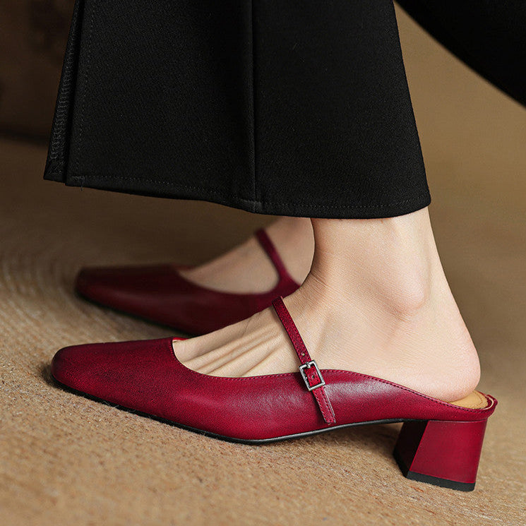 Alicia | Mules en cuir naturel
