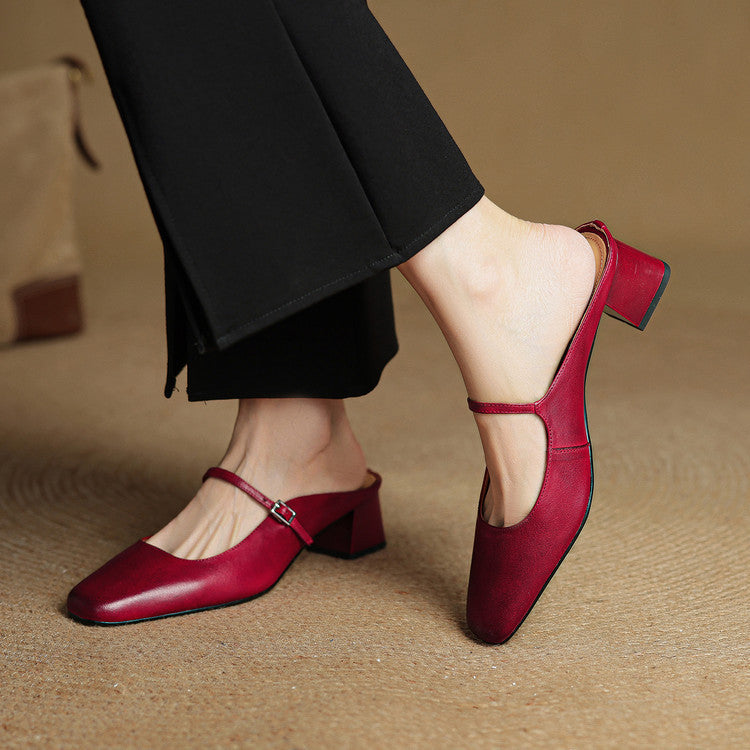 Alicia | Mules en cuir naturel