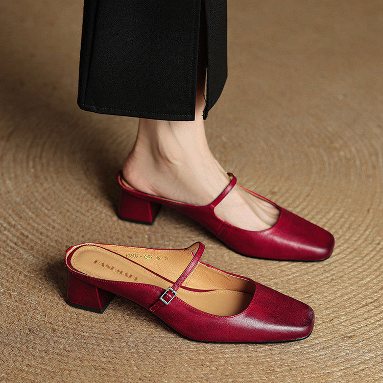 Alicia | Mules en cuir naturel