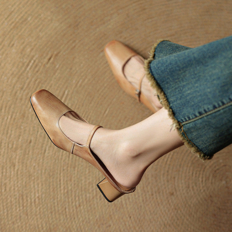 Alicia | Mules en cuir naturel