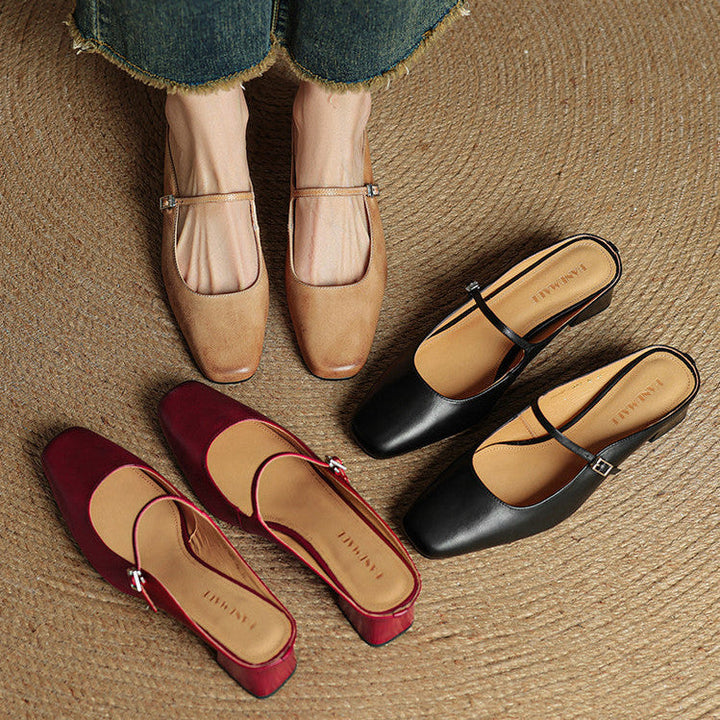 Alicia | Mules en cuir naturel