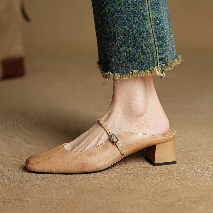 Alicia | Mules en cuir naturel