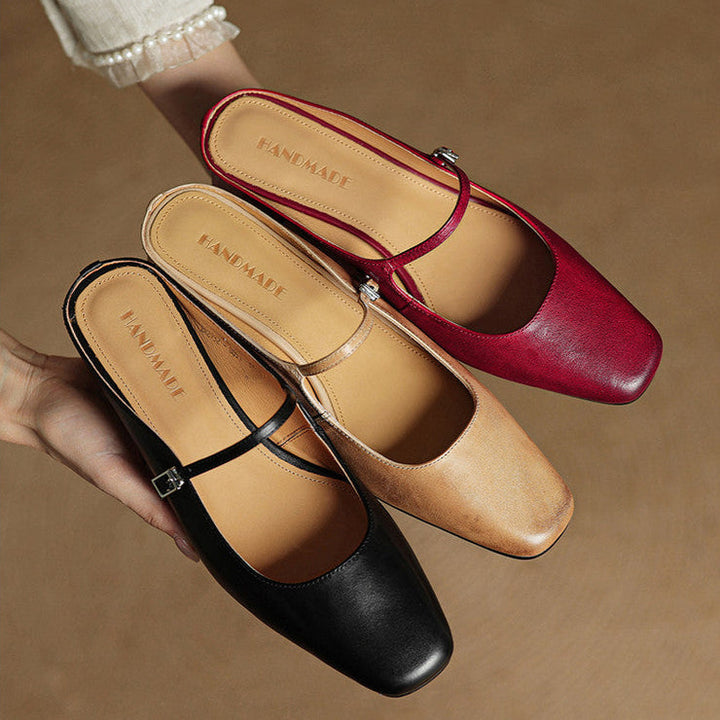 Alicia | Mules en cuir naturel