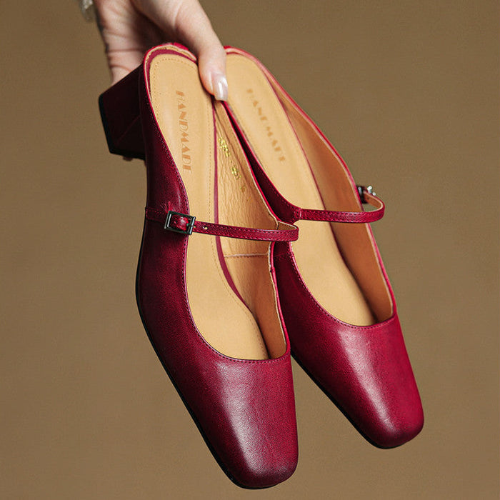 Alicia | Mules en cuir naturel