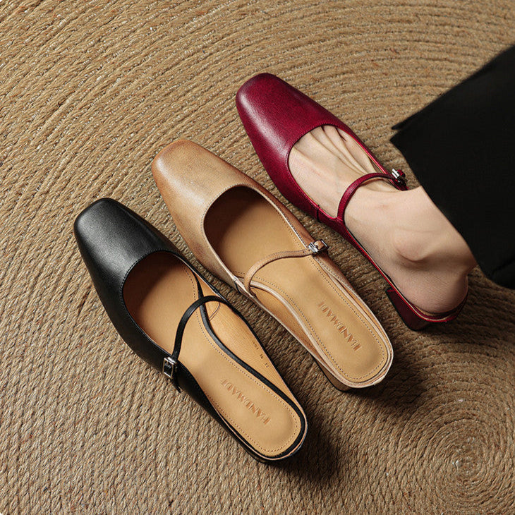 Alicia | Mules en cuir naturel