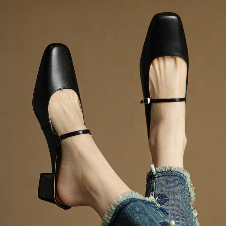 Alicia | Mules en cuir naturel