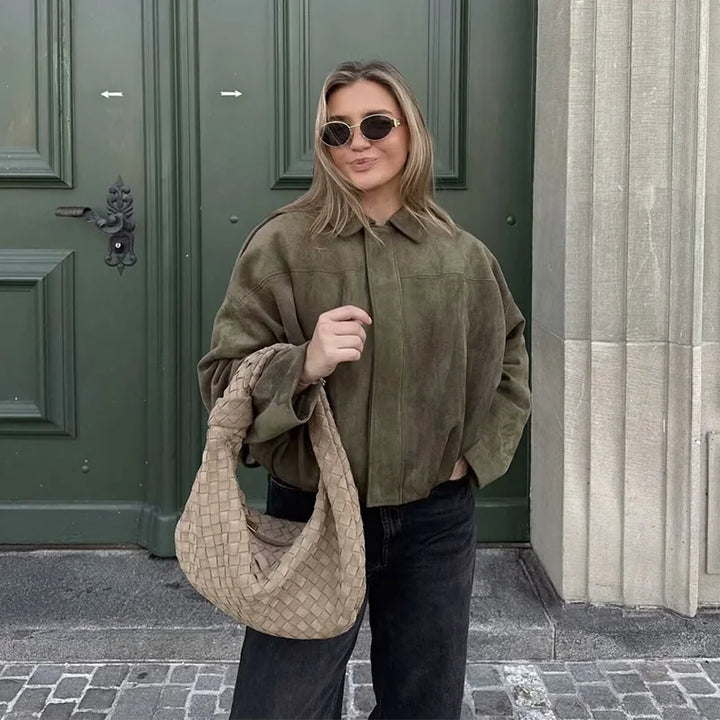 Diana | Veste Bomber Oversize Vert Olive