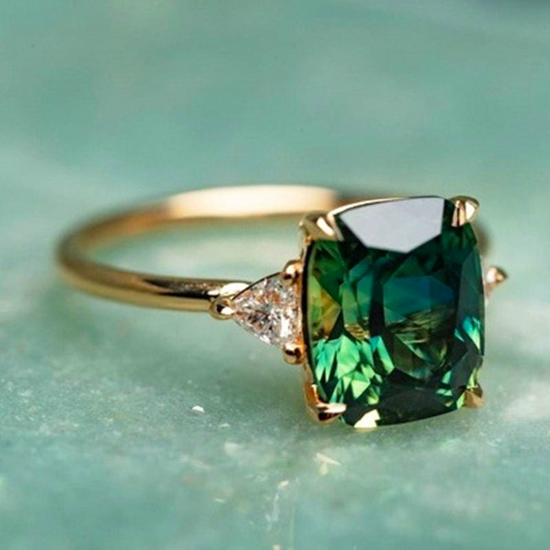 Lycka | Bague en Or avec Zirconia Verte