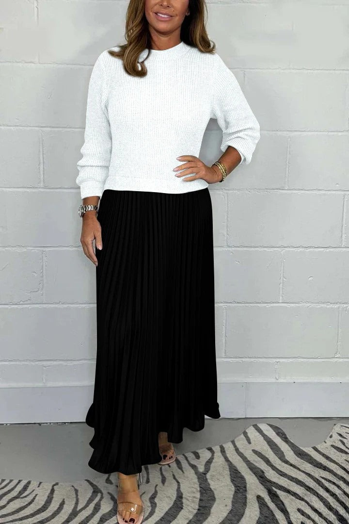 Camilla | Robe maxi avec sweater et jupe plissée