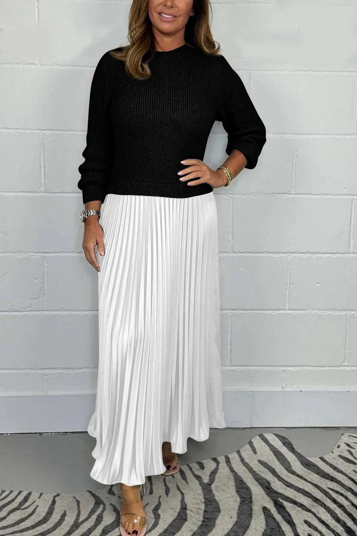 Camilla | Robe maxi avec sweater et jupe plissée