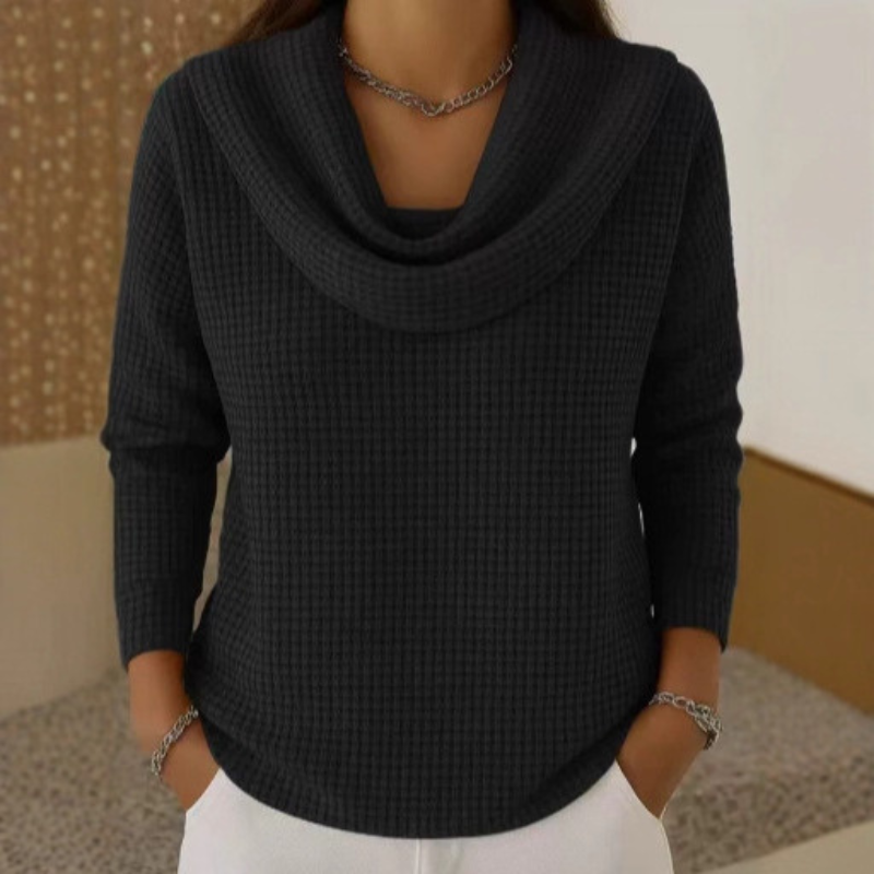Ambre | Pull en Maille Gaufrée avec Col Bénitier Élégant