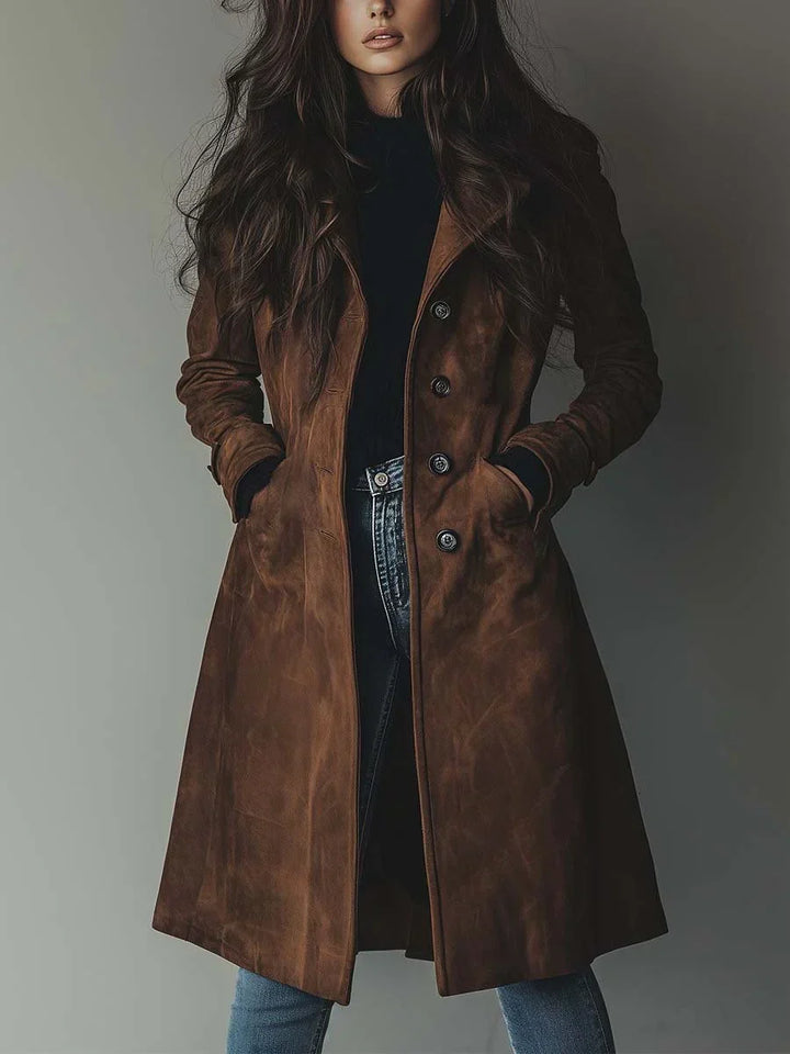 Vanessa | Manteau Trench en Suède Synthétique Vintage
