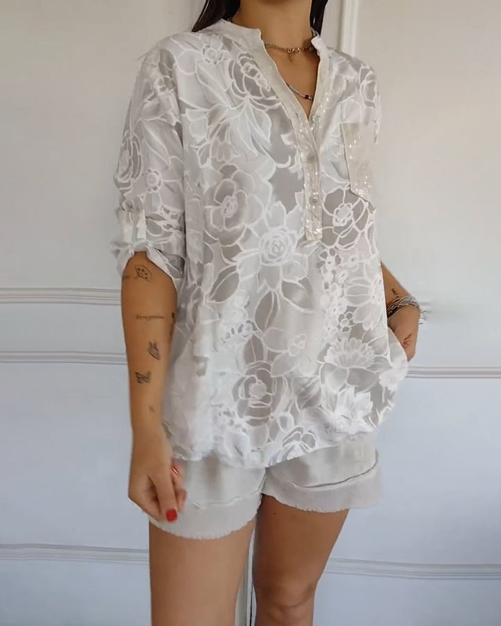 Zita | Blouse Imprimée Boutonnée à Col V
