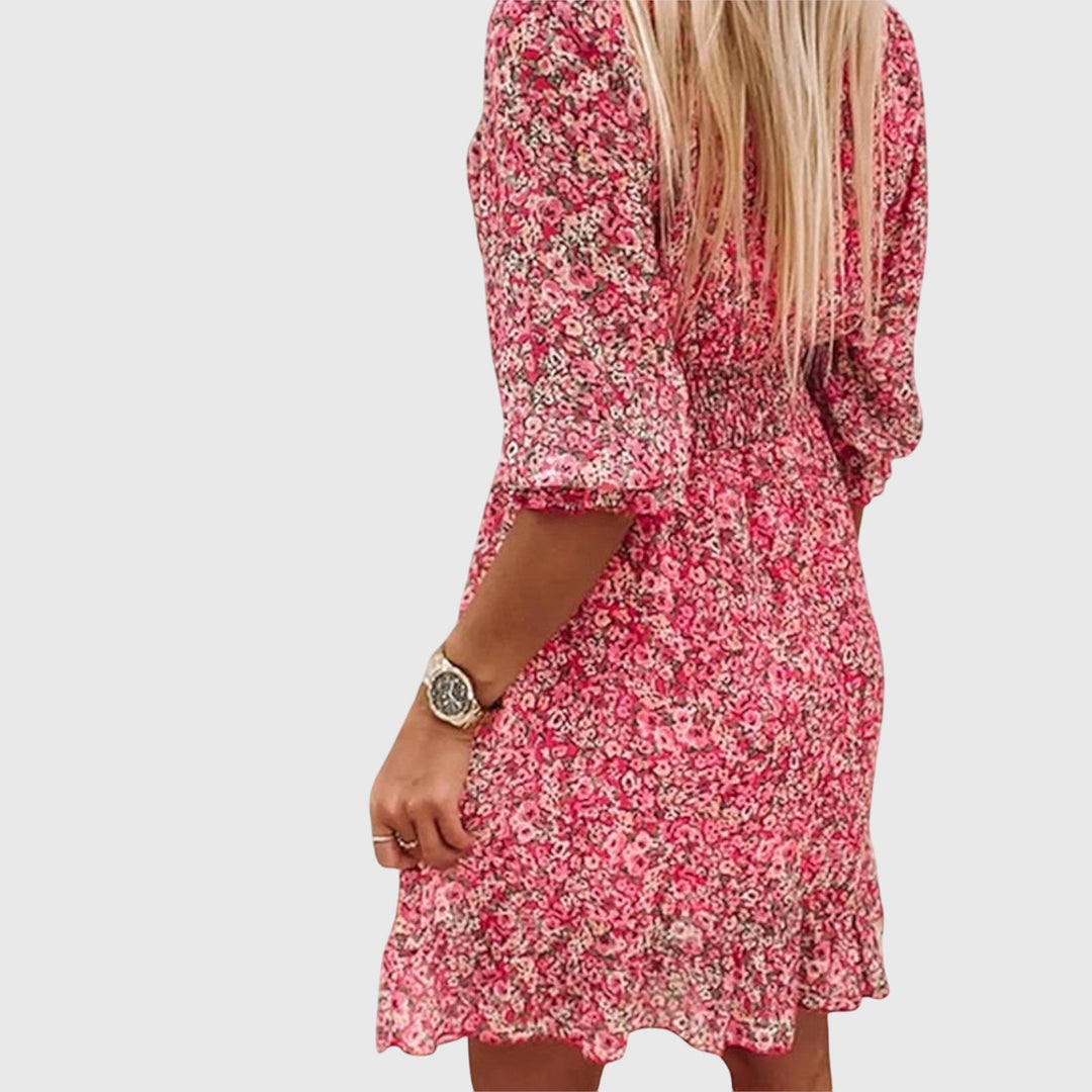 Christine | Robe à Manches Bouffantes Florales