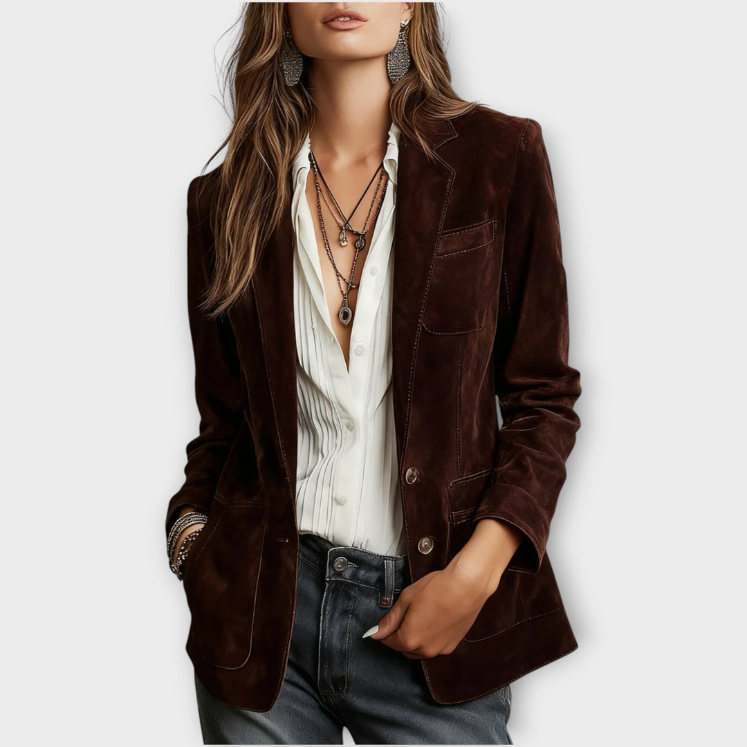 Celina | Blazer Vintage en Daim Marron