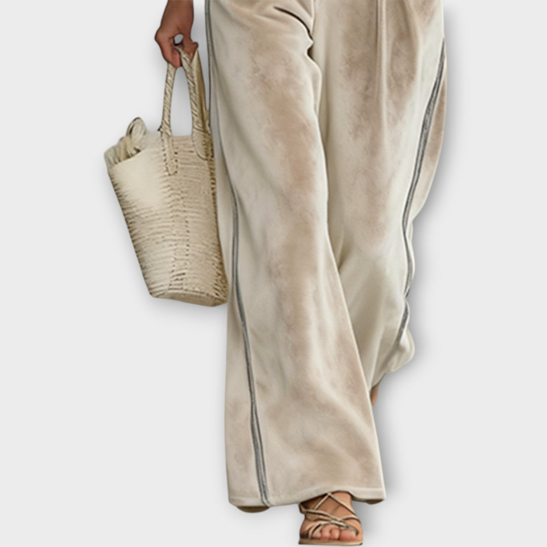 Raquel | Ensemble de Haut en Maille avec Bord Contrasté et Pantalons Lounge en Velours