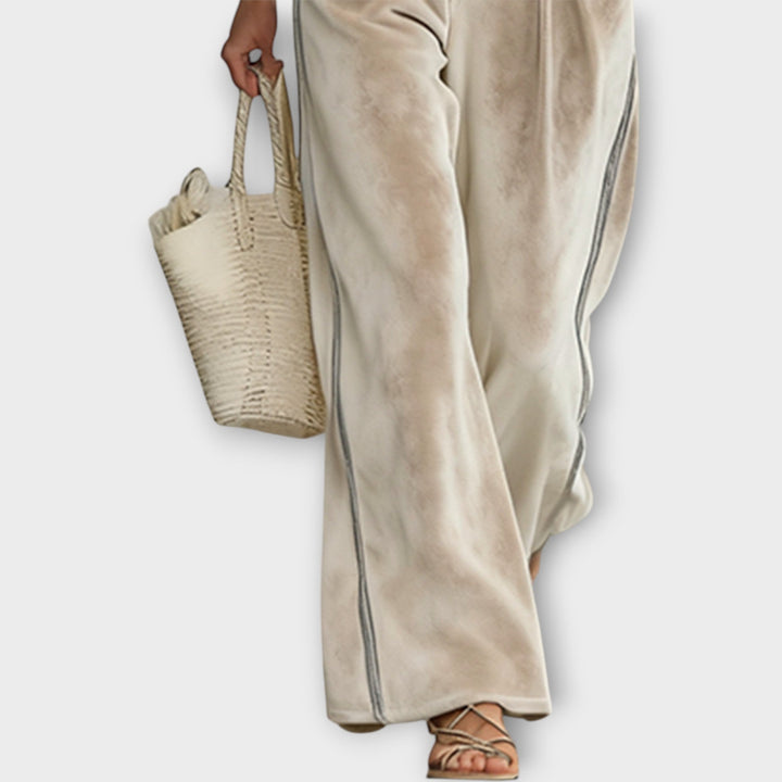 Raquel | Ensemble de Haut en Maille avec Bord Contrasté et Pantalons Lounge en Velours