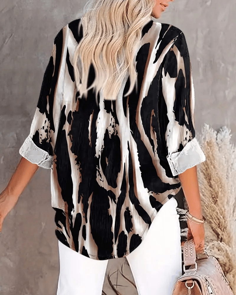 Zara | Blouse Imprimée Irregulière à Col Montant