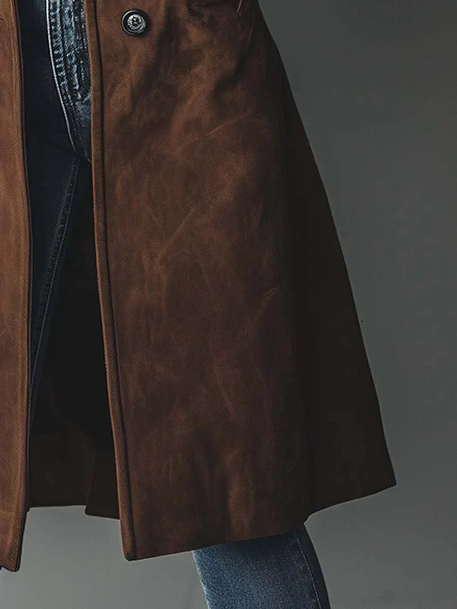 Vanessa | Manteau Trench en Suède Synthétique Vintage