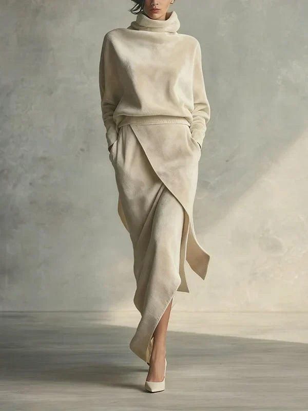 Rute | Ensemble en Velours de Couleur Unie avec Design Asymétrique