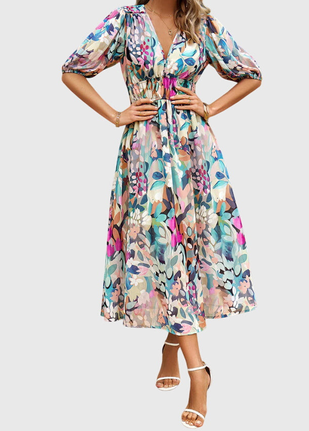 Merlin | Robe Midi Florale Flatteuse