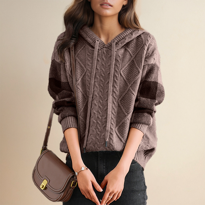 Julie | Pull à Capuche en Tricot Cable