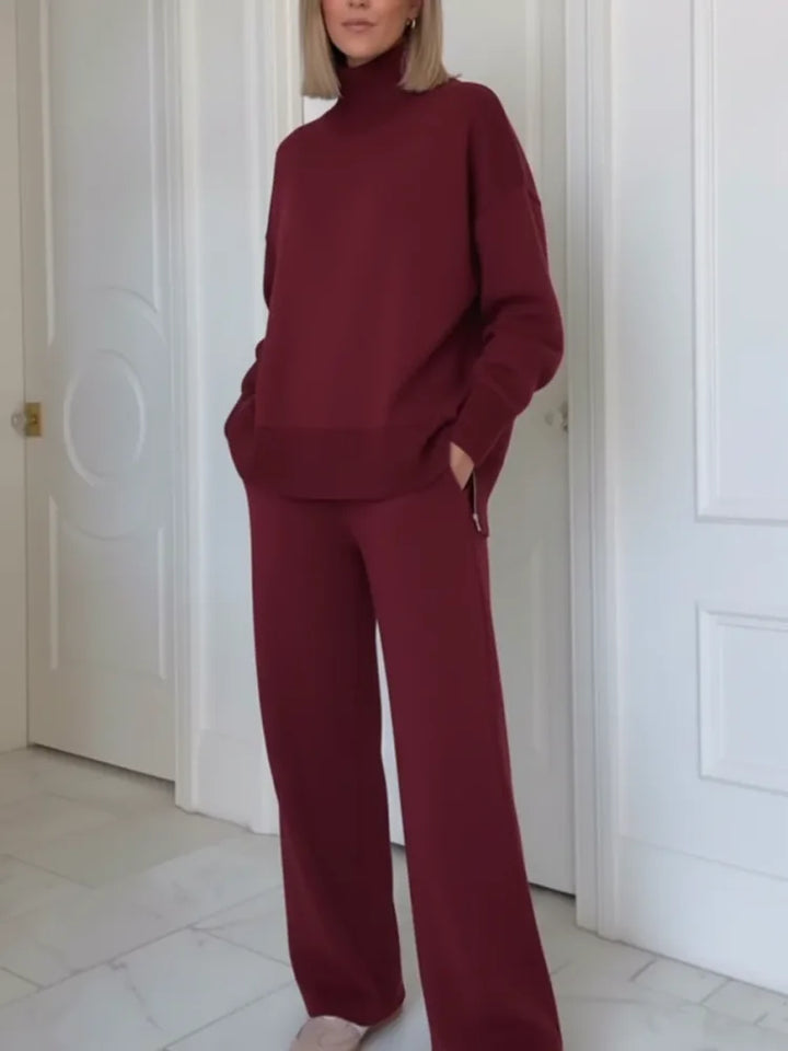 Dora | Ensemble de Deux Pièces avec Col Montant et Fermeture Éclair, Pantalons Droits