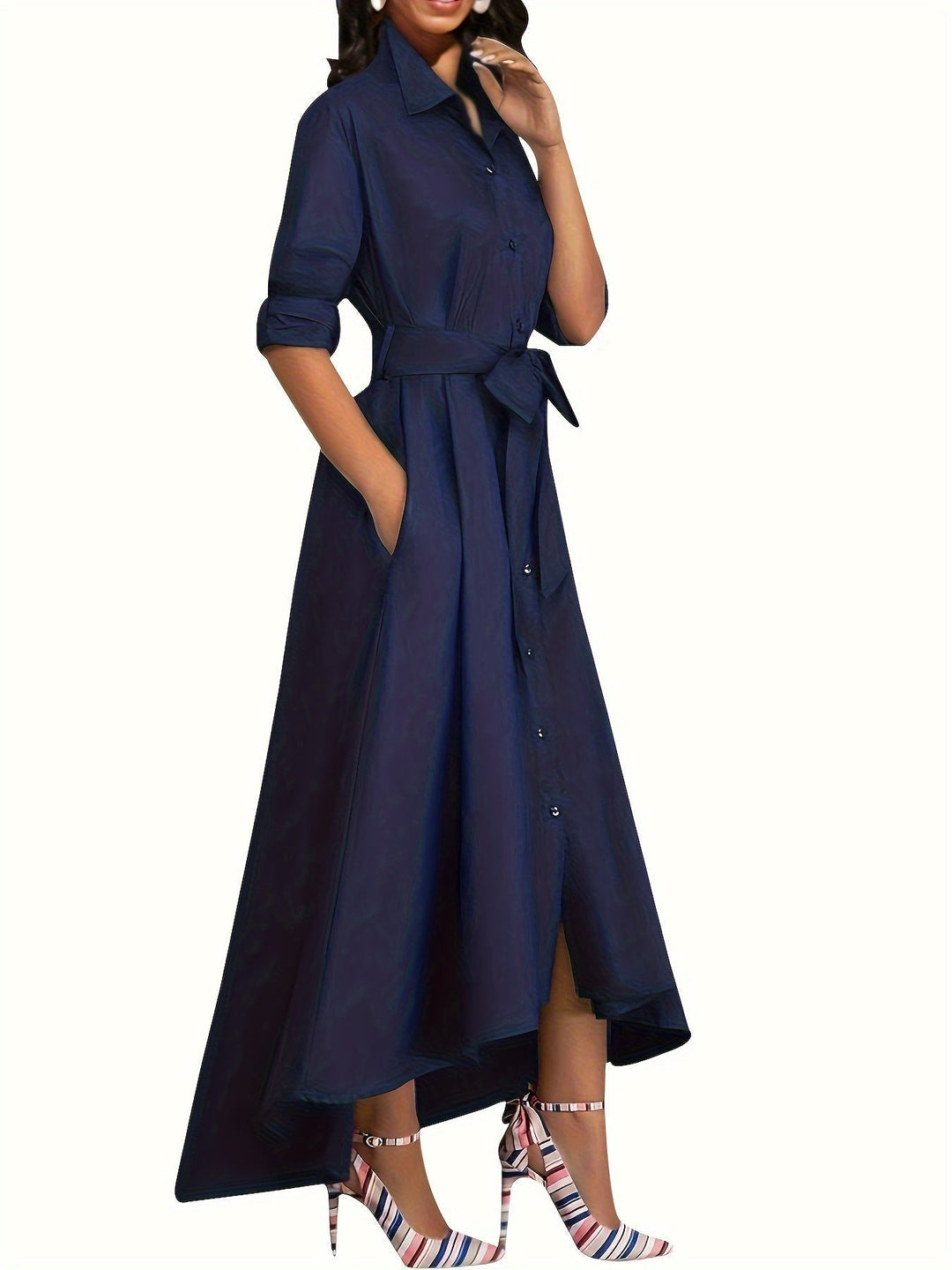 Martine | Robe Maxi Boutonnée Parfaite pour les Fêtes