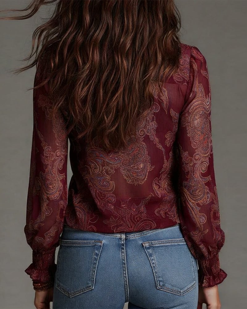 Carmen | Blouse Rétro à Volants à Mi-Zip