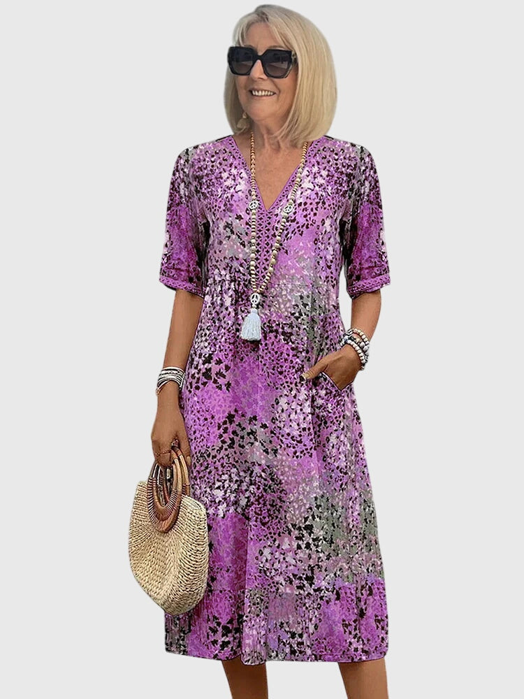 Yvonna | Robe Midi Fleurie Élégante