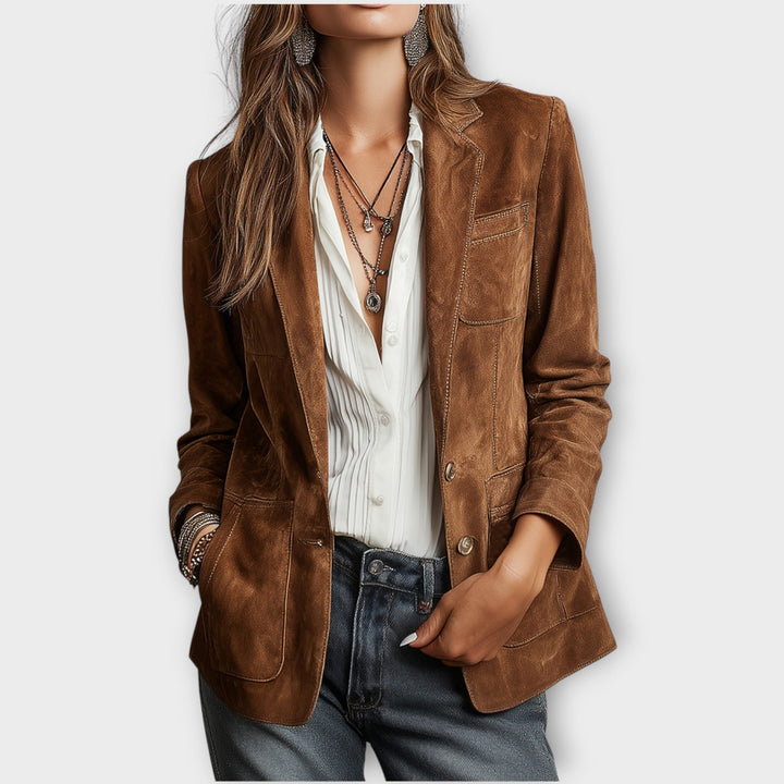 Celina | Blazer Vintage en Daim Marron