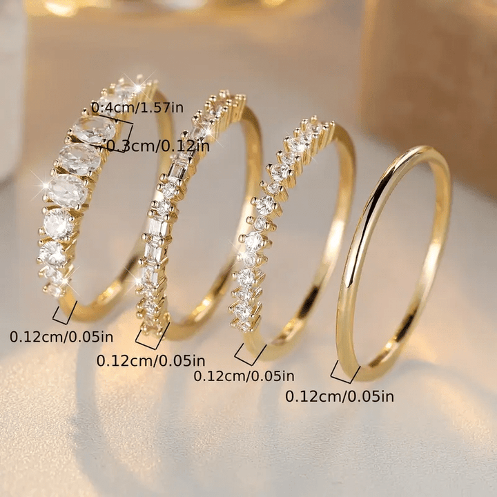 Marie | Bagues Empilables en Zirconia Doré 14k