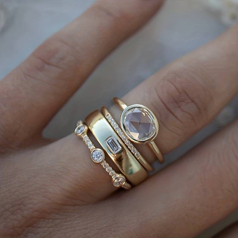 Lily | Ensemble de Bagues Vintage en Or et Zirconia